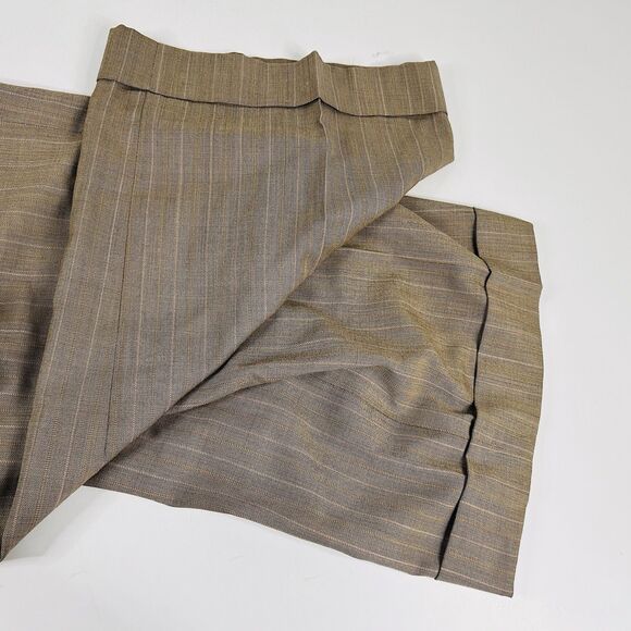 Mantoni 46L Suit 36x31 Pleated Beige Striped 100% Wool Four Button Lined - Picture 12 of 12